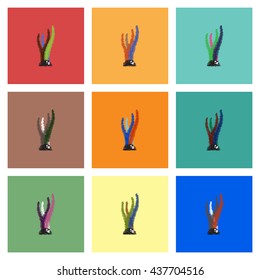 Collection of vector icons and illustration seaweed silhouette