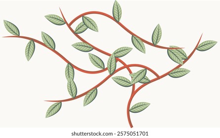 Collection of vector icons of leaves, rabting and leaves with white backgrounds. Elegant and detailed leaf illustrations for web design, decoration, art. Perfect for garden websites, natural themes. 