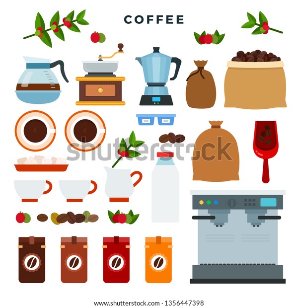 Collection Vector Icons On Coffee Theme Stock Vector (Royalty Free ...