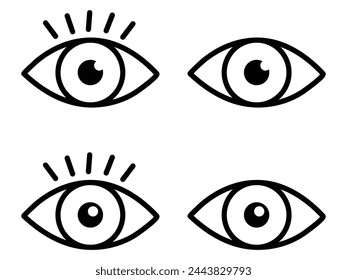 Colección de iconos vectoriales que representan diferentes diseños de ojos.