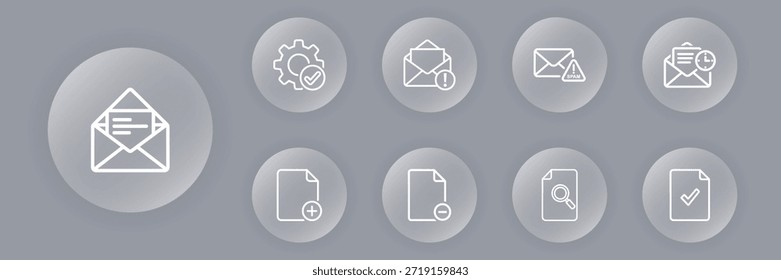 Una colección de iconos vectoriales que representan la seguridad digital, la protección contra el correo electrónico no deseado, la nube segura
