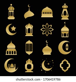 collection of vector icons set of luxury ramadan themes