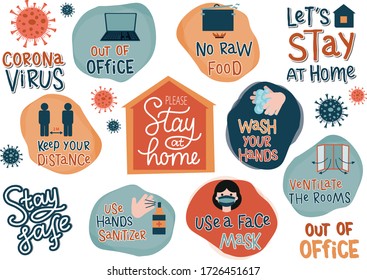 collection of vector icons for websites, banners and social networks on a medical topic. recommendations for protecting yourself during a coronavirus pandemic
