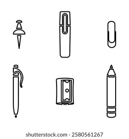 Collection of vector iicons of office supplies for study