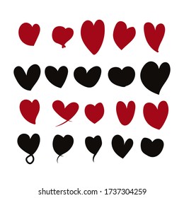 Collection of vector illustrated heart icons 