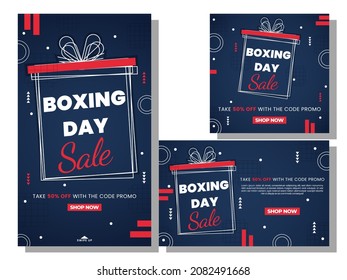 Kollektion Vektorgrafik Boxing Tag Social Media Post Template Design. Vorlage für Geschichten, Social-Media-Beiträge, Banner in sozialen Medien, Bannerwerbung und Verkauf