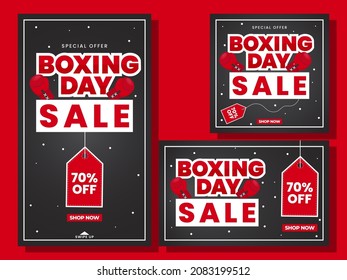 Collection vector illustration boxing day social media post template design. Template for stories, social media posts, banner social media, banner advertisement, and sale