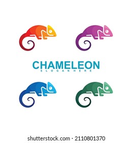 A collection of vector illustration chameleon logo concepts with unique shapes and colorful designs. Premium creative design
