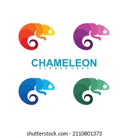 A collection of vector illustration chameleon logo concepts with unique shapes and colorful designs. Premium creative design
