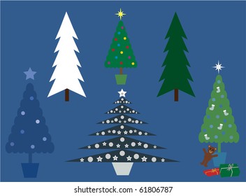 Collection of vector illustration Christmas trees