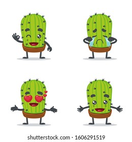 collection vector illustration of cute cactus mascot or character