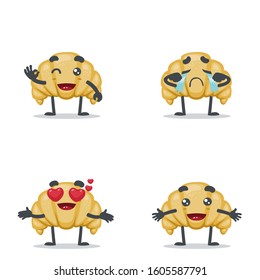 collection vector illustration of cute croissant expression