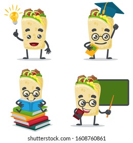collection vector illustration of cute kebab mascot or character with education theme