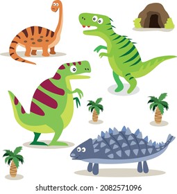 Collection vector illustration of dinosaurs
