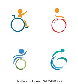 colección Ilustración vectorial de diseño de logo y ícono de discapacidad 