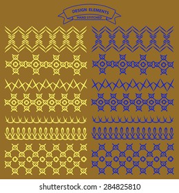 Collection of vector illustration hand stitched patterns color