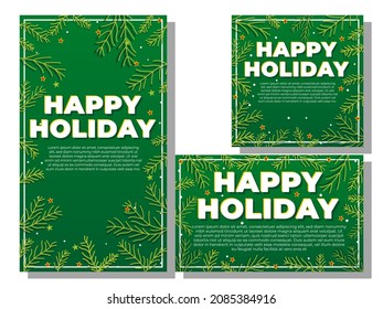 Collection vector illustration happy holiday post template social media design. Template for stories, social media posts, banner social media, banner advertisement, and sale