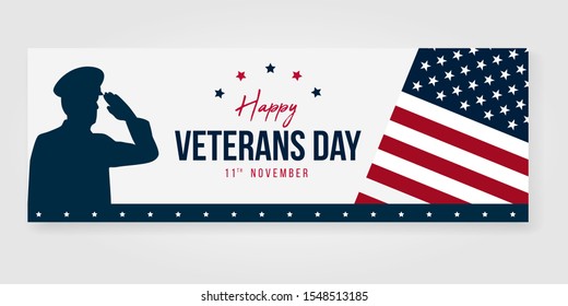 Collection Vector illustration Happy Veterans Day. November 11 holiday background, banner. Celebration poster with flag