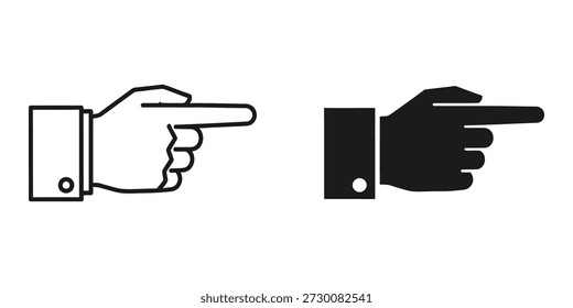 Sammlung von Vektorgrafik-Symbolen mit Zeigefinger. Ideal für Web-Design, Benutzeroberflächen und digitale Grafiken, um Aufmerksamkeit zu lenken oder Navigation bereitzustellen.