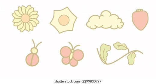 Collection of vector illustration icons on summer theme