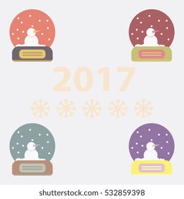 collection of Vector illustration Merry christmas glass ball with snowman