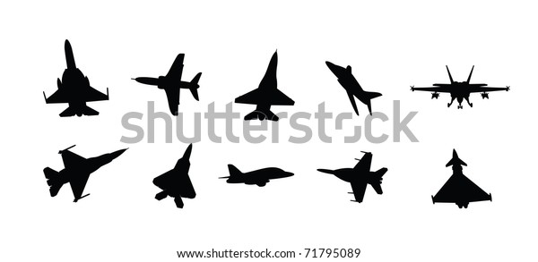 Collection Vector Illustration Military Fighter Jet Stock Vector ...