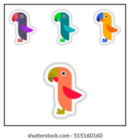Collection of Vector illustration in paper sticker style parrot