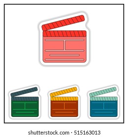 Collection of Vector illustration in paper sticker style Director clapperboard