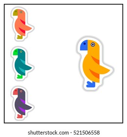 Collection of Vector illustration in paper sticker style parrot