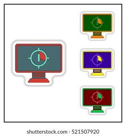Collection of Vector illustration in paper sticker style Screen Countdown Number One