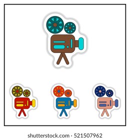 Collection of Vector illustration in paper sticker style Retro cinema
