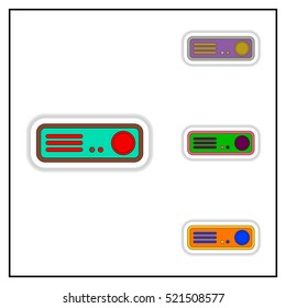 Collection of Vector illustration in paper sticker style Home cinema