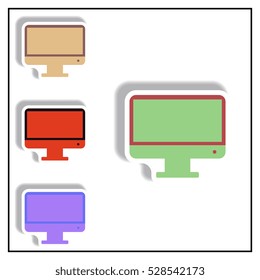 Collection of Vector illustration in paper sticker style tv monitor