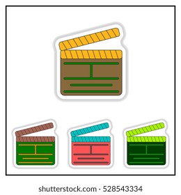 Collection of Vector illustration in paper sticker style Director clapperboard