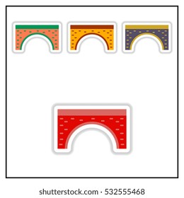 Collection of Vector illustration in paper sticker style brick bridge