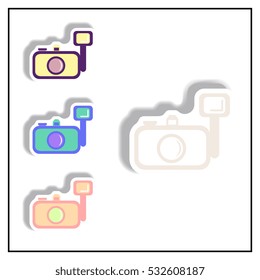 Collection of Vector illustration in paper sticker style camera