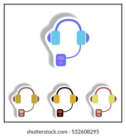 Collection of Vector illustration in paper sticker style headphones