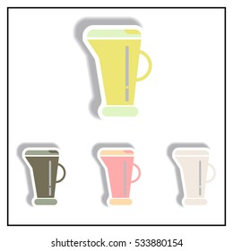 Collection of Vector illustration in paper sticker style Electric kettle