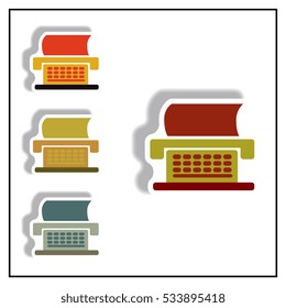 Collection of Vector illustration in paper sticker style typewriter