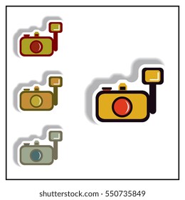 Collection of Vector illustration in paper sticker style camera
