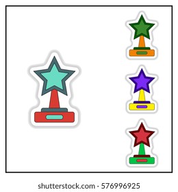 Collection of Vector illustration in paper sticker style cinema award with big star, cann film festival awards