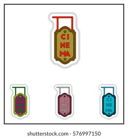 Collection of Vector illustration in paper sticker style cinema sign