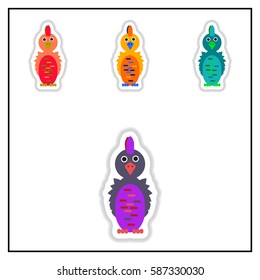 Collection of Vector illustration in paper sticker style parrot Cockatoo