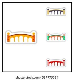 Collection of Vector illustration in paper sticker style Stone arch bridge