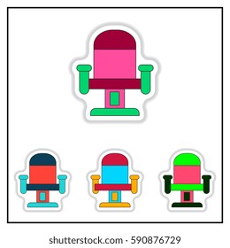 Collection of Vector illustration in paper sticker style Movie seat