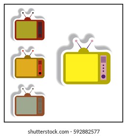 Collection of Vector illustration in paper sticker style retro tv