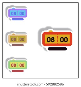 Collection of Vector illustration in paper sticker style digital clock