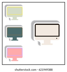 Collection of Vector illustration in paper sticker style tv monitor