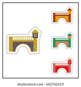 Collection of Vector illustration in paper sticker style brick bridge, arches