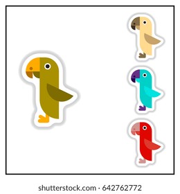 Collection of Vector illustration in paper sticker style parrot